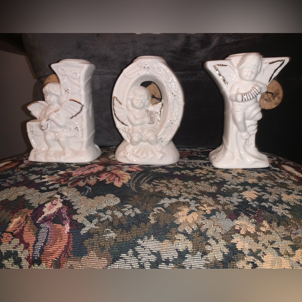 Vintage World Bazaar JOY porcelain candle holder set (three pieces)